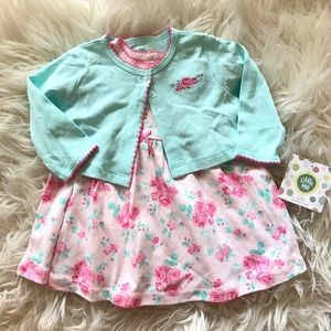 🔥3/$20🔥 NWT Little Me Rose Cardigan & Dress Set
